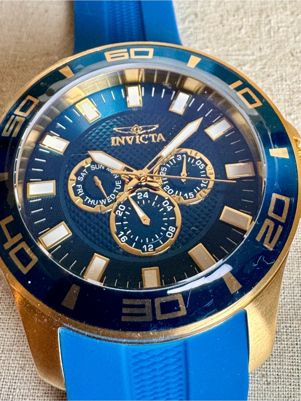 Invicta Pro Diver Blue/Gold-tone 50mm Quartz Watch 28002 NWT